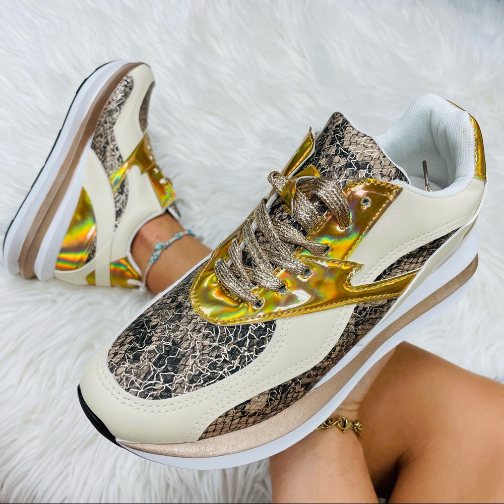 Beige snake chunky sneaker - Picture 6 of 11